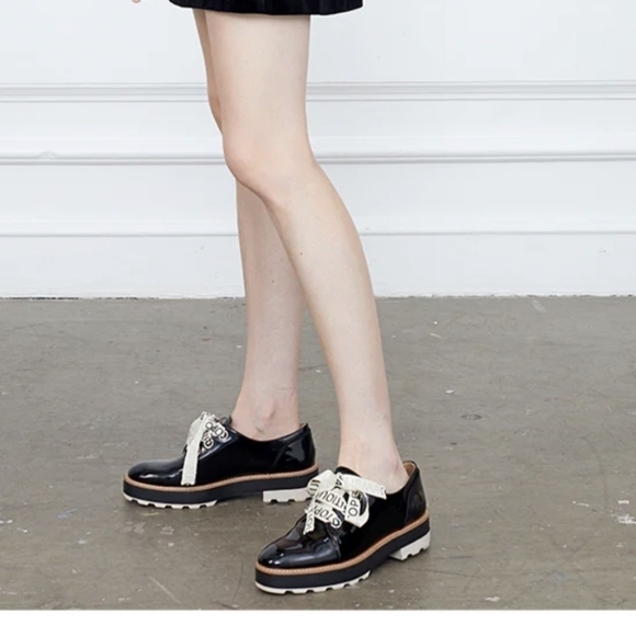 Zara Black Patten Leather Stack Shoes - Picture 4 of 15